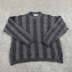 Belvedere Sweater Mens L Gray Ragg 3D Irish Aran Knit Sweatshirt Italian Wool